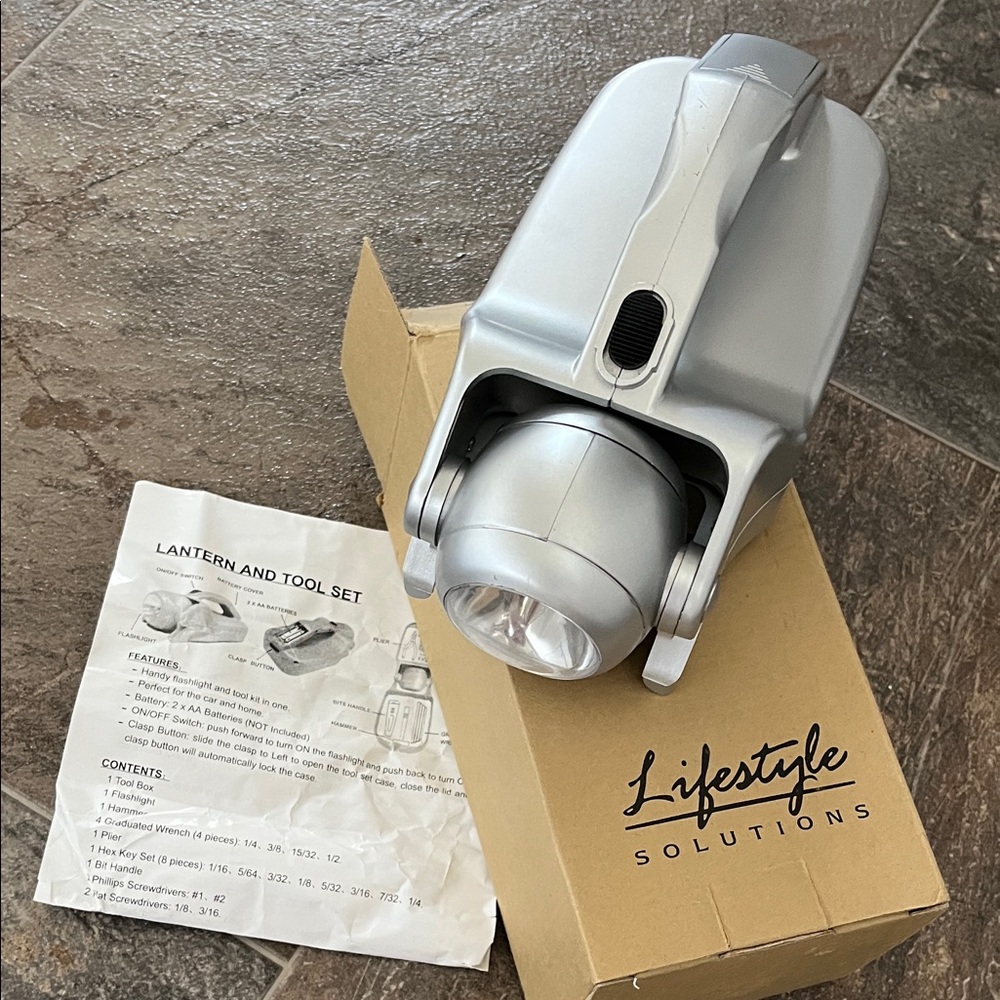 Silver Lantern with tool kit